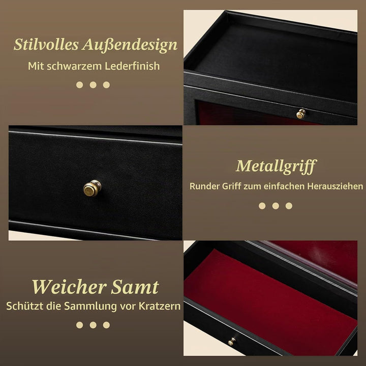 Parfüm Organizer, Leder Herren Parfüm Ständer mit Schublade, Parfüm Regal mit Transparent Sichtbarer