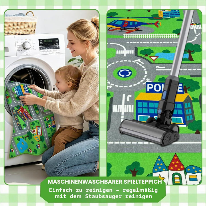 Capslpad Kinder Spielmatte ø120cm rutschfeste Kinderteppich Spielmatte für Spielzeugautos Waschbar S