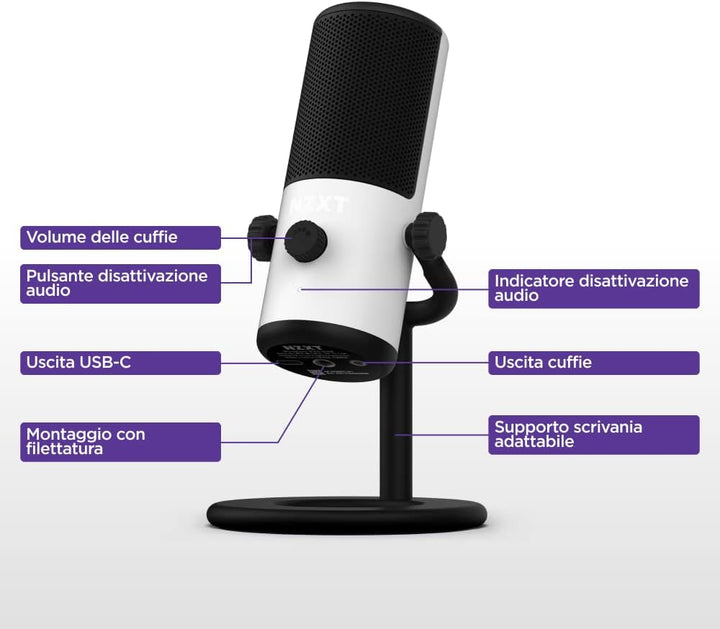 NZXT Capsule Mini USB-Mikrofon - AP-WMMIC-W1 - Hohe Auflösung – Nierenförmige Richtcharakteristik –