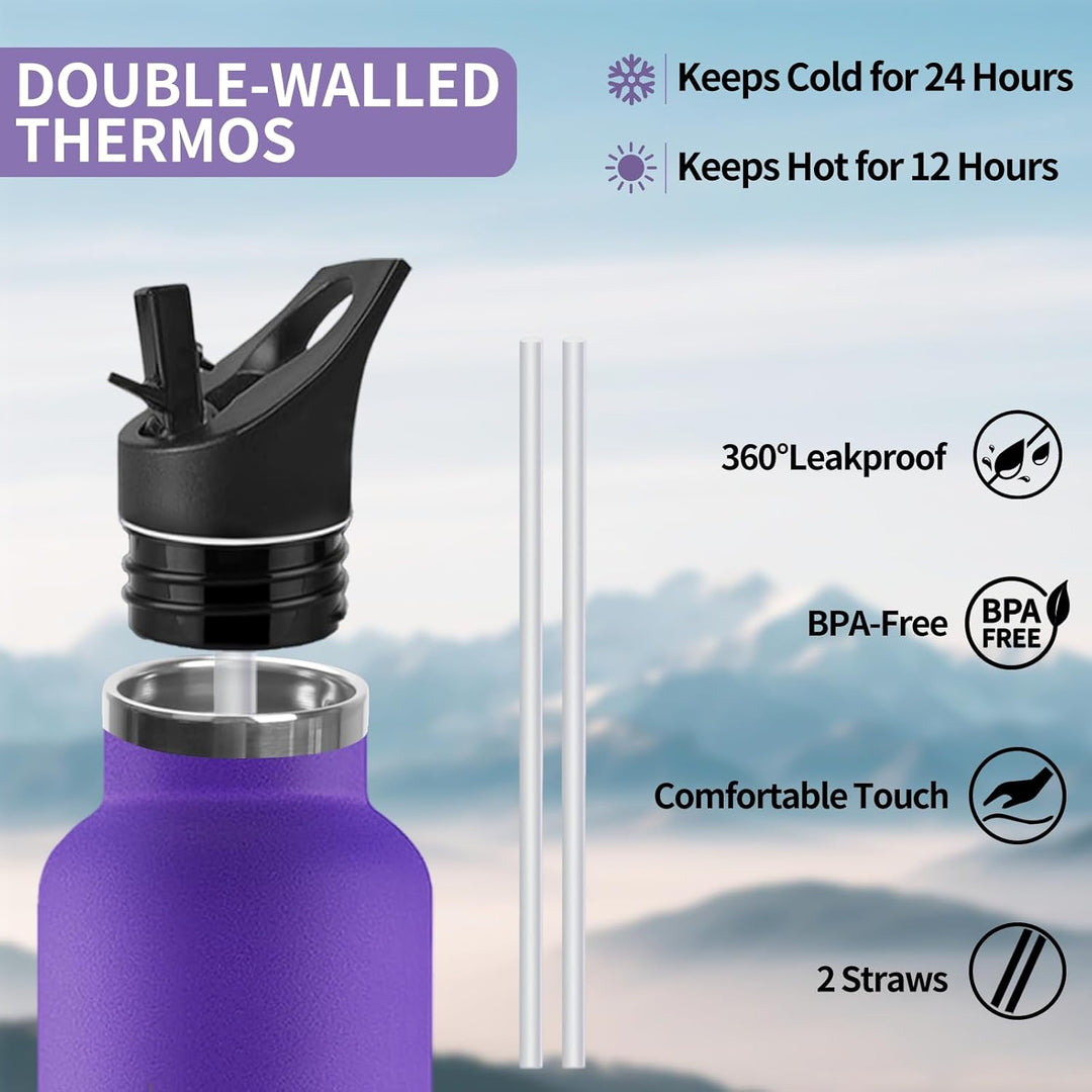 Trinkflasche, 750 ML BPA-Frei, Thermosflasche, Auslaufsichere Isolierflasche Doppelwandig, Wasserfla