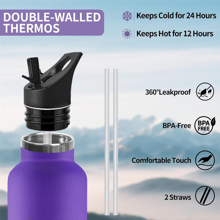 Trinkflasche, 750 ML BPA-Frei, Thermosflasche, Auslaufsichere Isolierflasche Doppelwandig, Wasserfla
