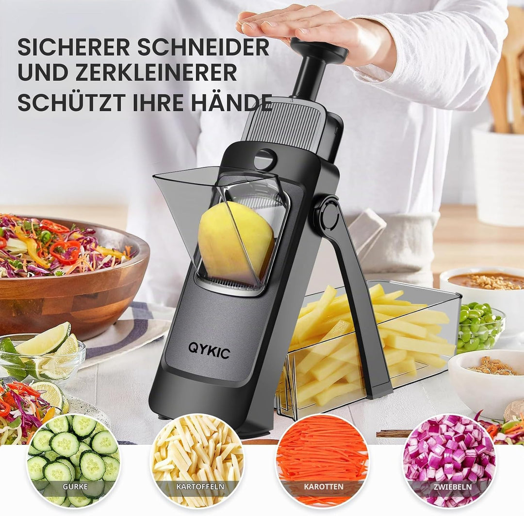 QYKIC Gemüseschneider, ONCE FOR ALL Verstellbar Gemüsehobel Mandoline Vegetable Slicer Kartoffelschn
