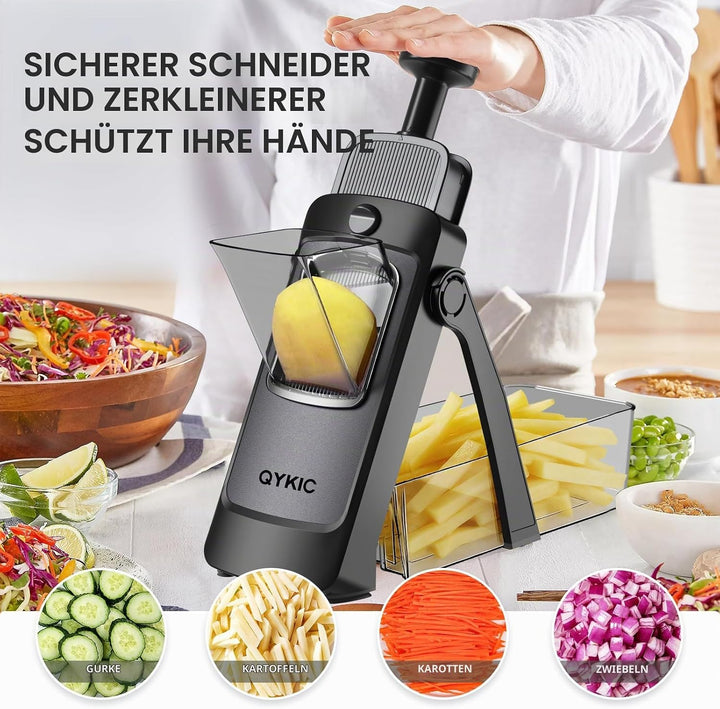 QYKIC Gemüseschneider, ONCE FOR ALL Verstellbar Gemüsehobel Mandoline Vegetable Slicer Kartoffelschn