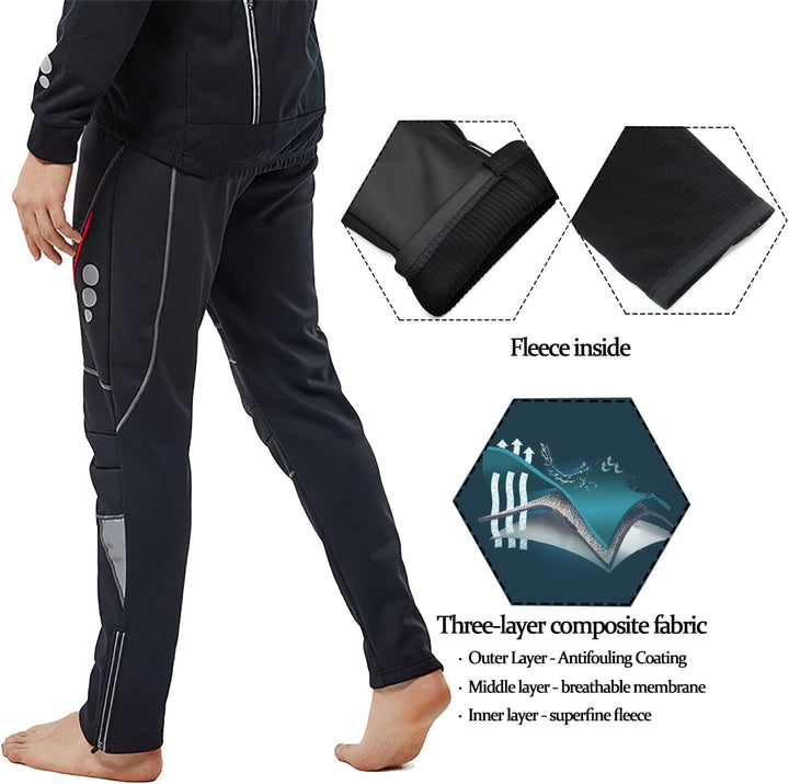 HOMTOL Fahrradhose Herren Winter Thmero Radhose lang Outdoorhose Winddicht Atmungsaktiv Wasserabweis