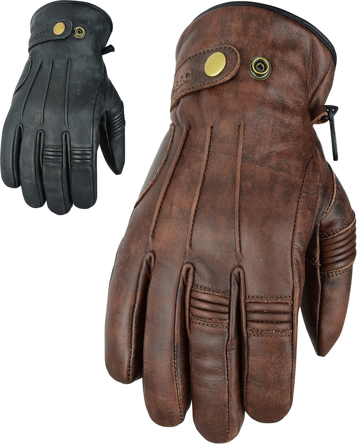 TEXPEED Motorradhandschuhe Herren Leder - Biker Winter warm Handschuhe - Weiches, leichtes echtes Br