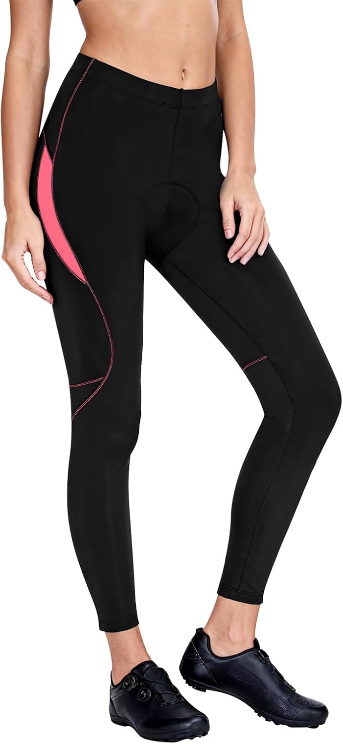 Santic Fahrradhose Damen Lang mit 4D Sitzpolster Atmungsaktive Dehnbare Radlerhose für Moutainbike L