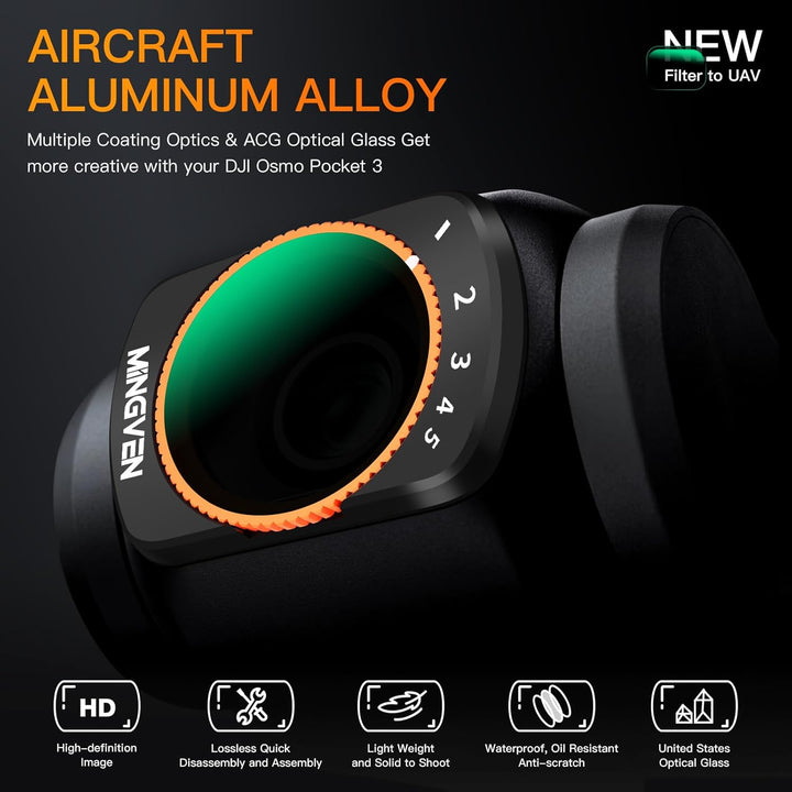 Magnetisches ND-Filter-Set für DJI Osmo Pocket 3 Creator Combo, verstellbare ND-Filter 1-5 Stopps +