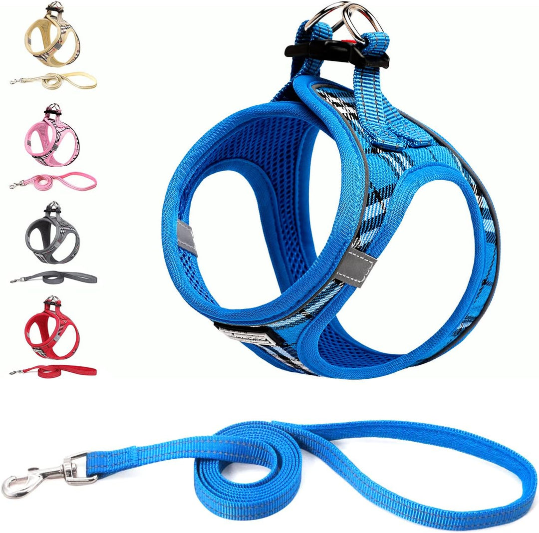 Suredoo Hundegeschirr Kleine Hunde mit Leine, Anti Zug Geschirr Reflektierend Atmungsaktiv Brustgesc