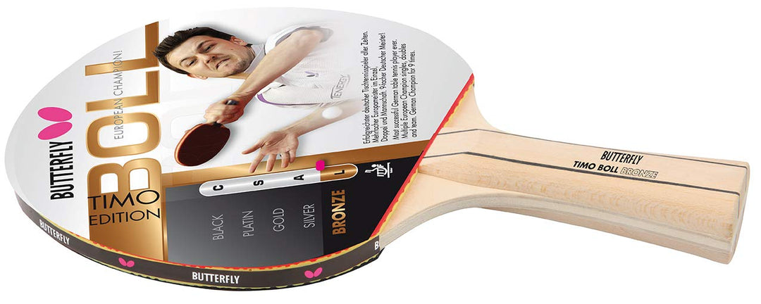 Butterfly Timo Boll Bronze Tischtennisschläger + Cell Case Tischtennishülle + 3*** ITTF R40+ Tischte