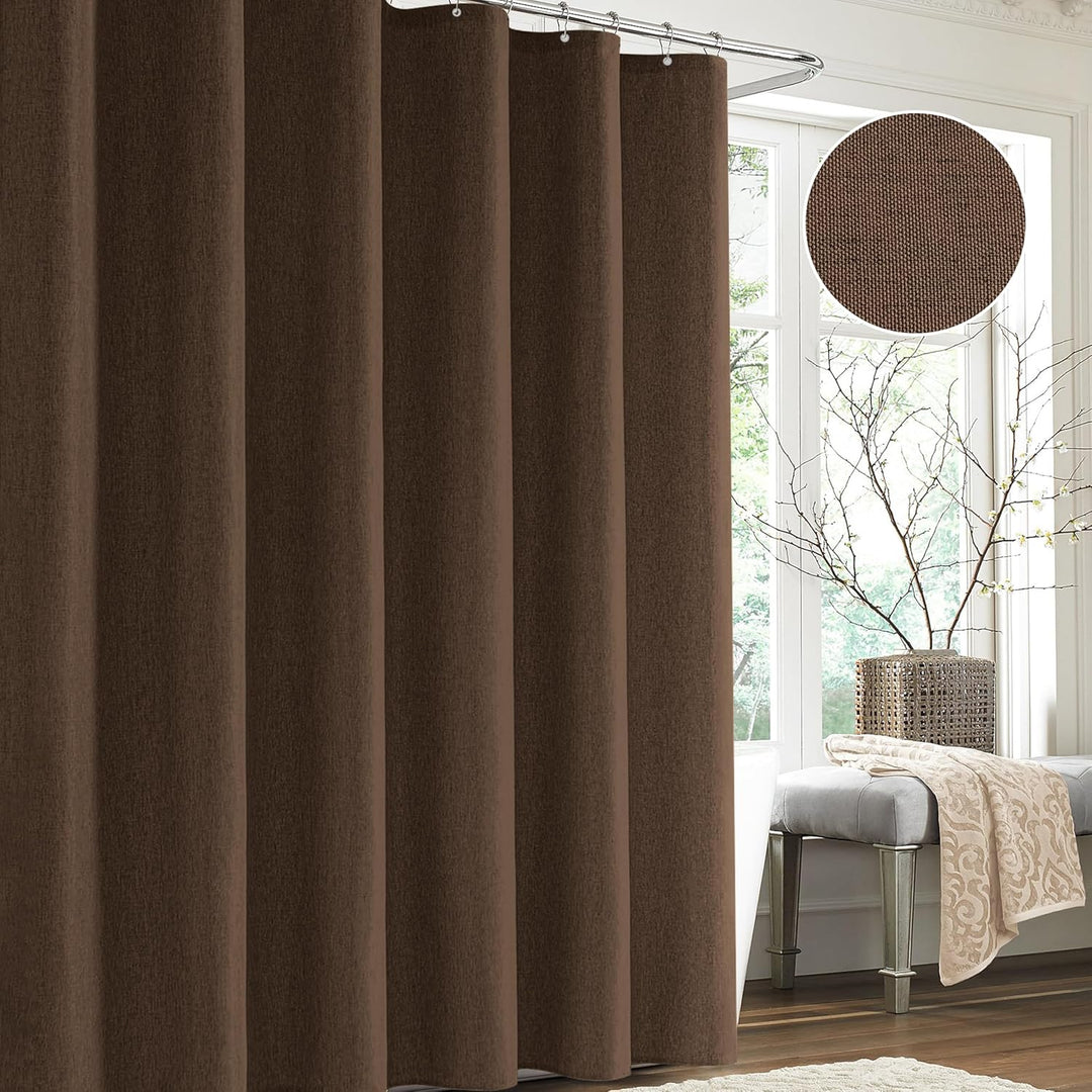 Duschvorhang Leinen mit Metall Duschvorhangringe Stoff Textil Badewannenvorhang Anti Schimmel Bad Vo