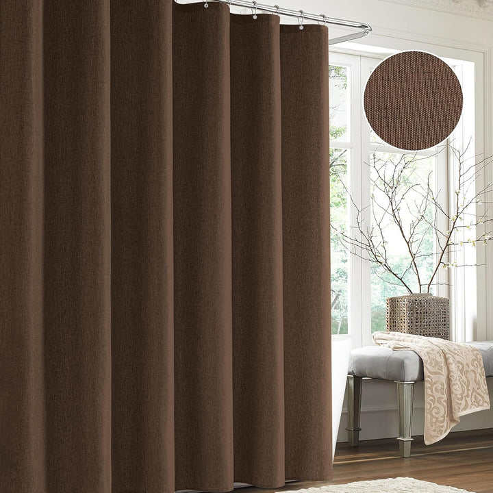 Duschvorhang Leinen mit Metall Duschvorhangringe Stoff Textil Badewannenvorhang Anti Schimmel Bad Vo