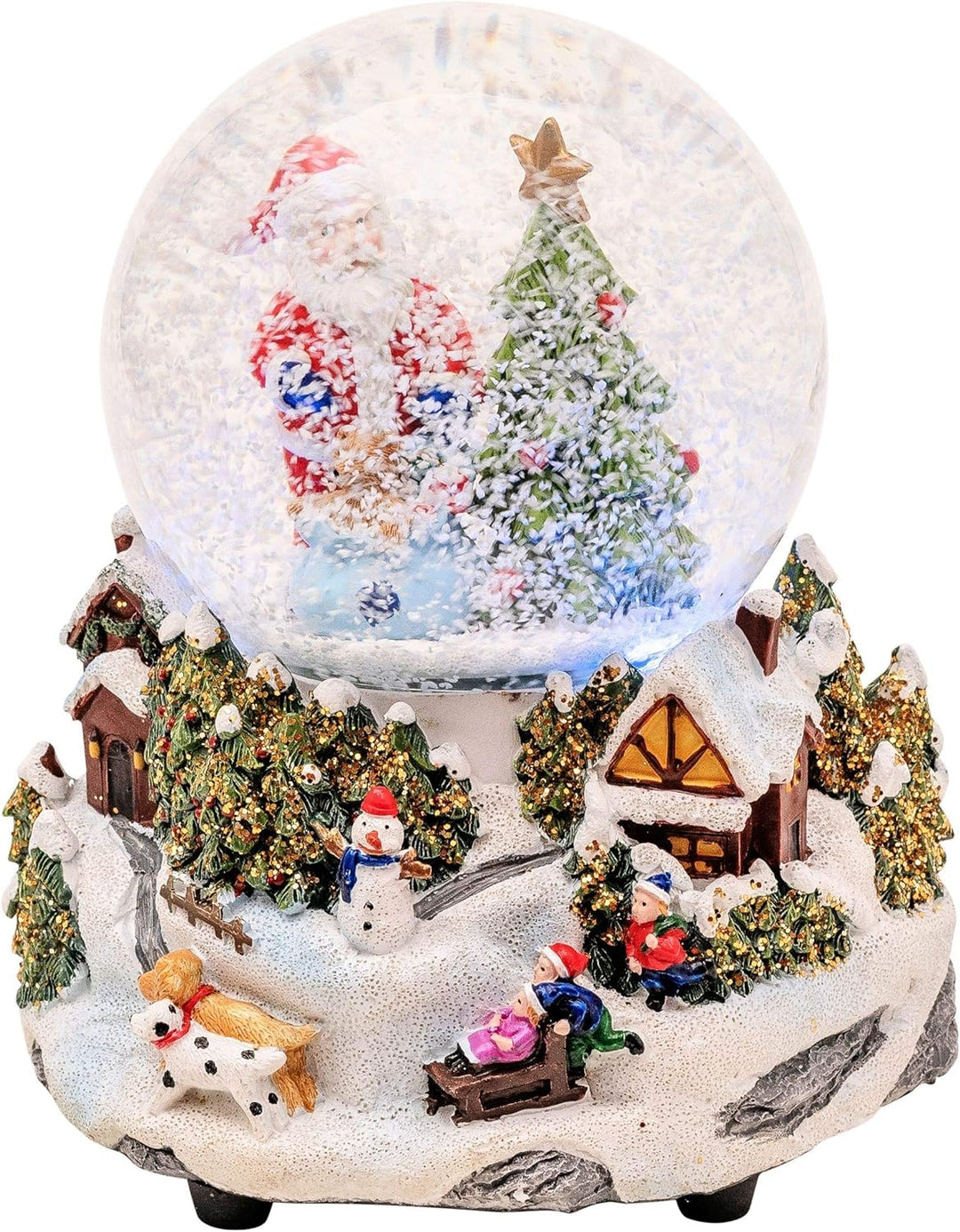 Wichtelstube-Kollektion XL LED Schneekugel Weihnachten elektrischer Schneewirbel, viele Melodien und