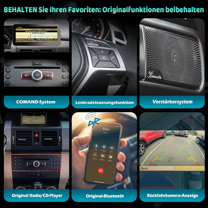 Erisin 10.25 Zoll 8-Kern 4GB+64GB Android 12 Autoradio GPS Navi für Mercedes-Benz GLK-Class X204 (20