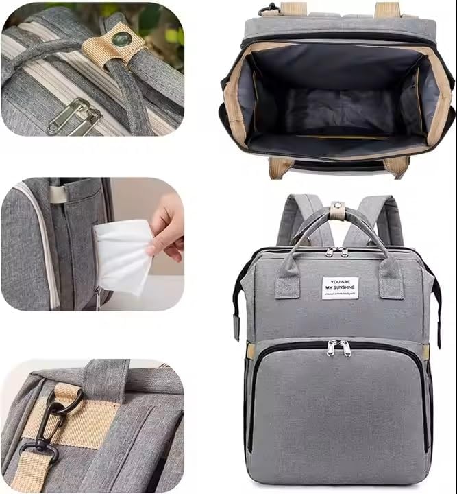 Multifunktionaler Rucksack mit faltbarem Schlafbereich, verstärkte Nähte, ergonomische Gurte, GRAU,