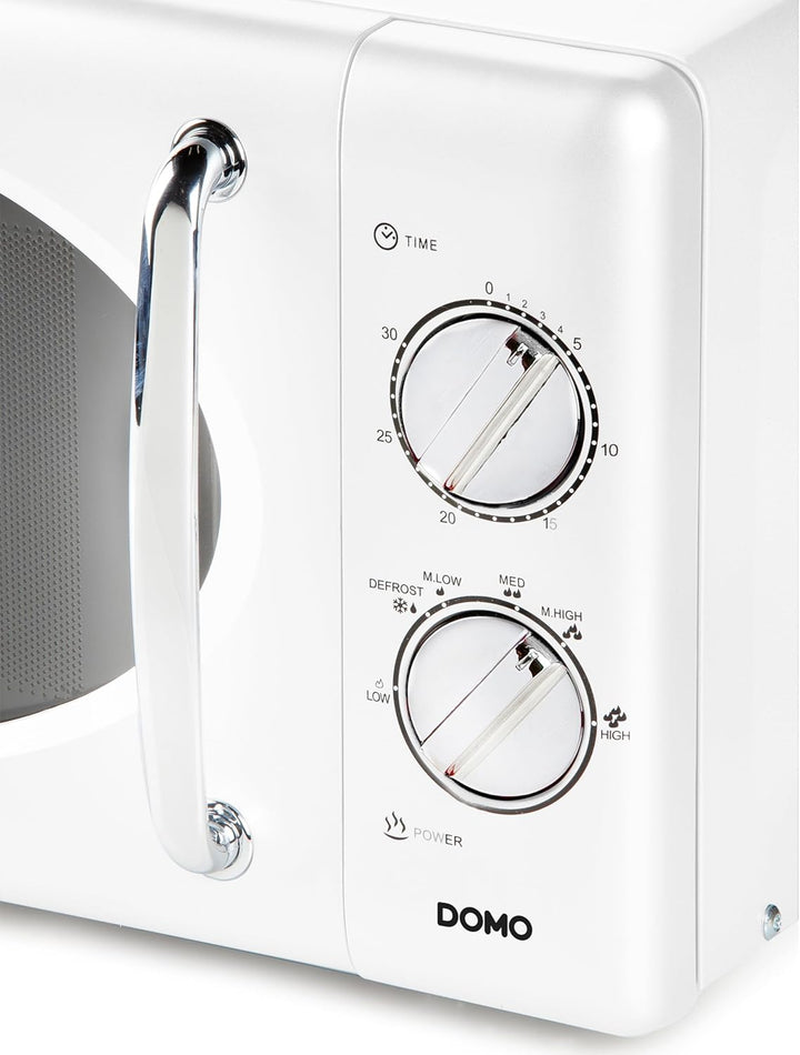 DOMO DO3125 Freistehend Retro Mikrowelle - Timer einstellbar bis zu 30 Minuten - Auftaufunktion - Mi