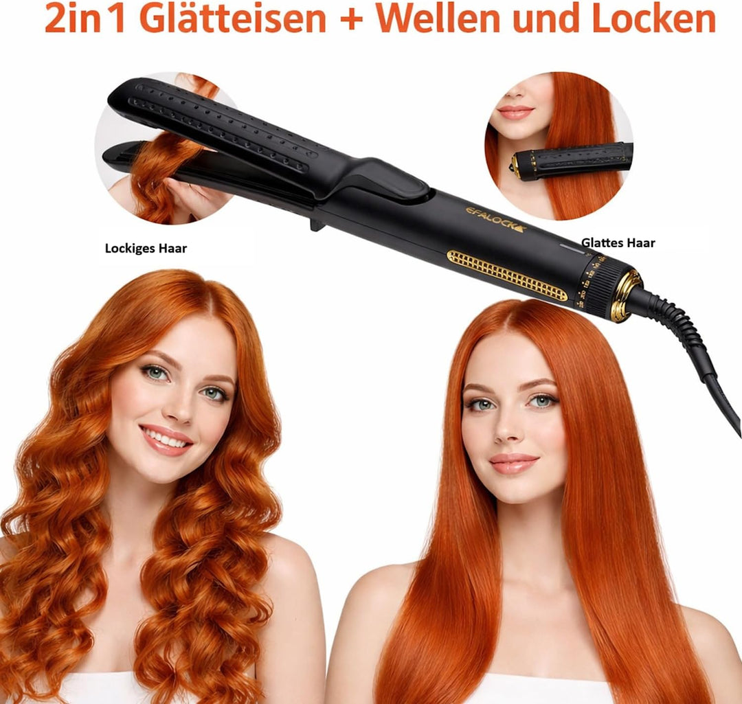 Efalock Stylair Long Glätteisen, Haarglätter. 2in1 + Wellen/Locken. Hairstyler. 58 W. 140-220 Grad.
