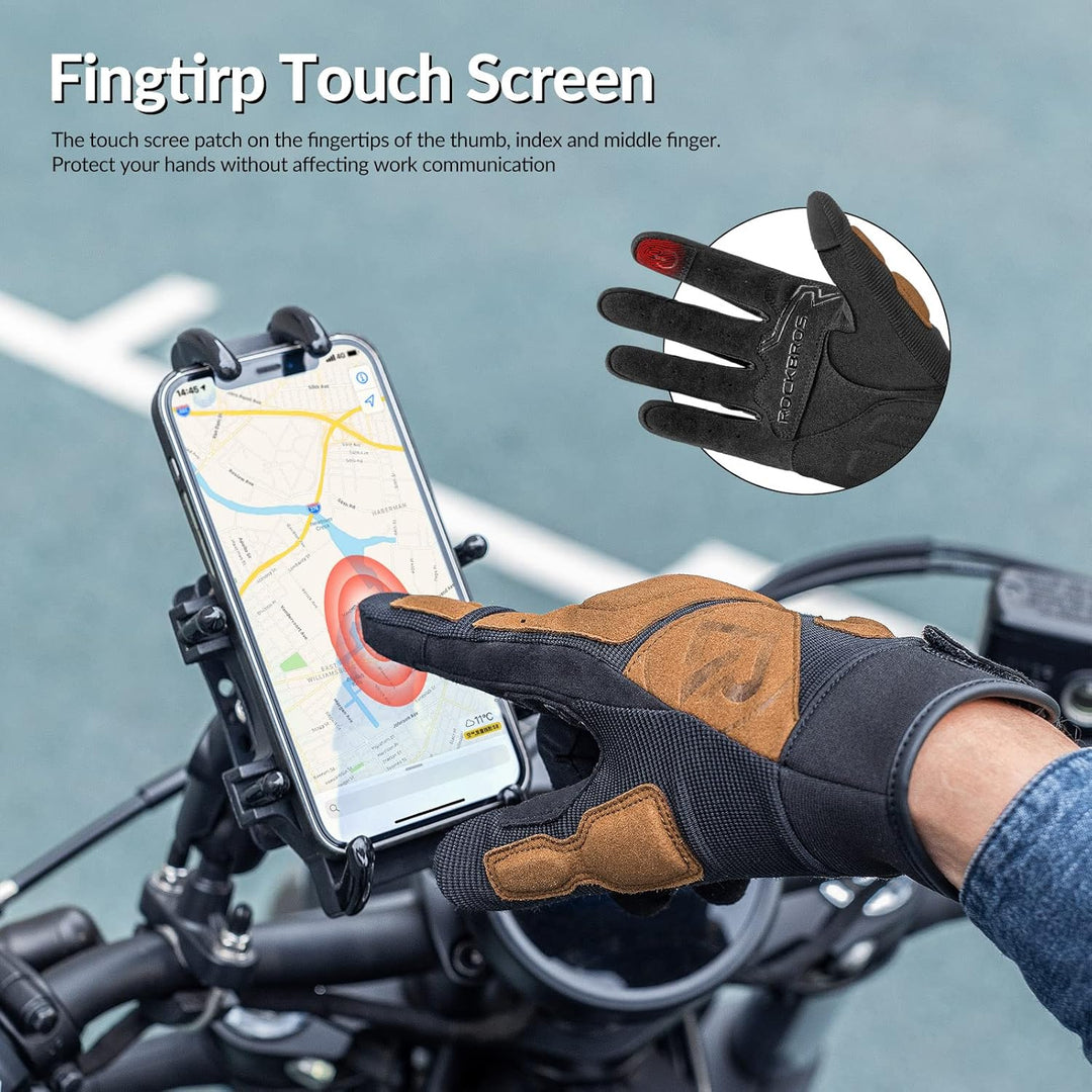 ROCKBROS Motorradhandschuhe Herren Motorrad Handschuhe Winddichte Touchscreen Radsporthandschuhe Atm