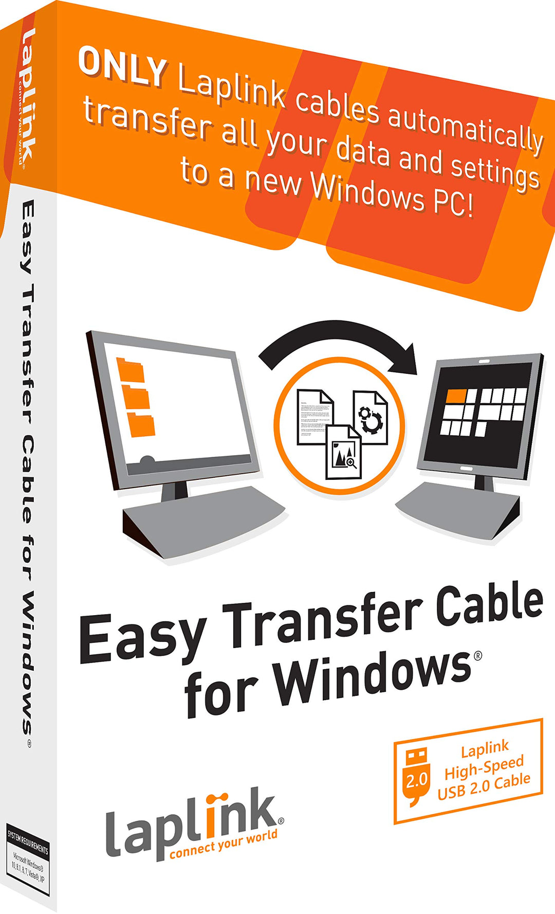 LAPLINK Easy Transfer USB 2.0 High Speed Kabel & PCmover – 480 Mbps USB Transferkabel inkl. Software