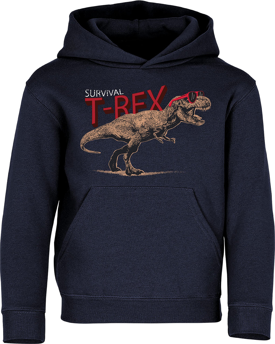 Baddery Kinder Pullover : Survival T-Rex Dino - Dinosaurier Kapuzenpullover für Jungen (Navy 152)