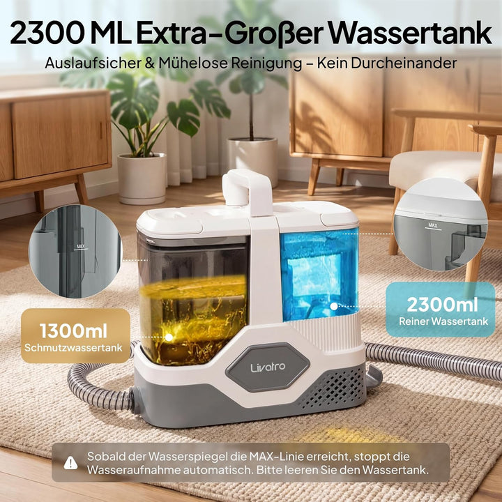 Polsterreiniger Gerät Nasssauger Waschsauger Teppichreiniger, 600W, 16KPa, 2,3L Wassertank, Selbstre
