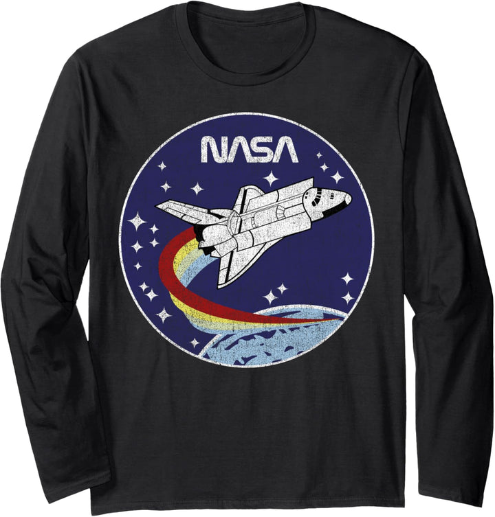 NASA Distressed Rainbow Take Off Circle Logo Langarmshirt