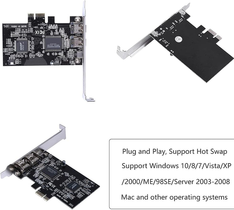 Cuifati PCIe Firewire-Karte für Windows 10, IEEE 1394 PCI Express-Adapter-Controller 4 Anschlüsse (3