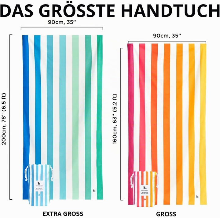Dock &amp; Bay Strandhandtuch - Schnell trocknende Mikrofaser, ohne Sand - Kompakt, Leicht - 100% recyce