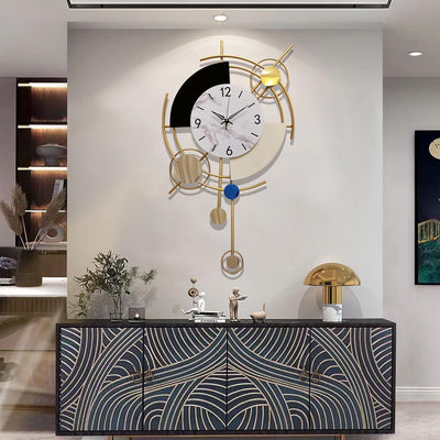 GERHWASH Wanduhr Gross Modern Design Wohnzimmer 70×42cm Wanduhr Ohne Tickgeräusche Römische Ziffern