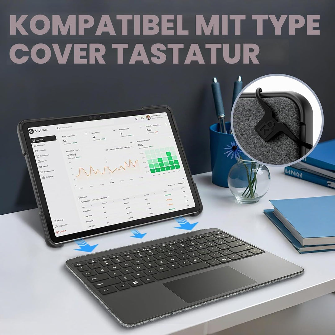 Fintie Hülle für Microsoft Surface Pro 12 Zoll 1. Edition (2025), 360° Drehbare Ständer und Handgurt