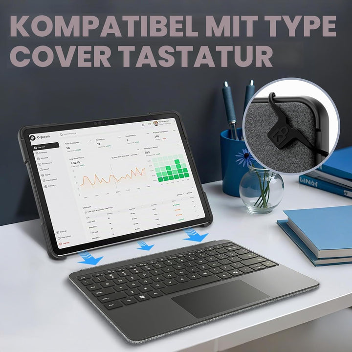 Fintie Hülle für Microsoft Surface Pro 12 Zoll 1. Edition (2025), 360° Drehbare Ständer und Handgurt