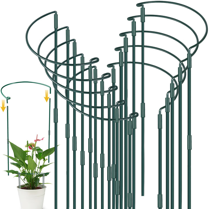 10 Stück Pflanzenstützen Halbrund Pflanzenstütze Ringkäfige,80x25cm Pflanzenringe Rund,Pflanzenhalte