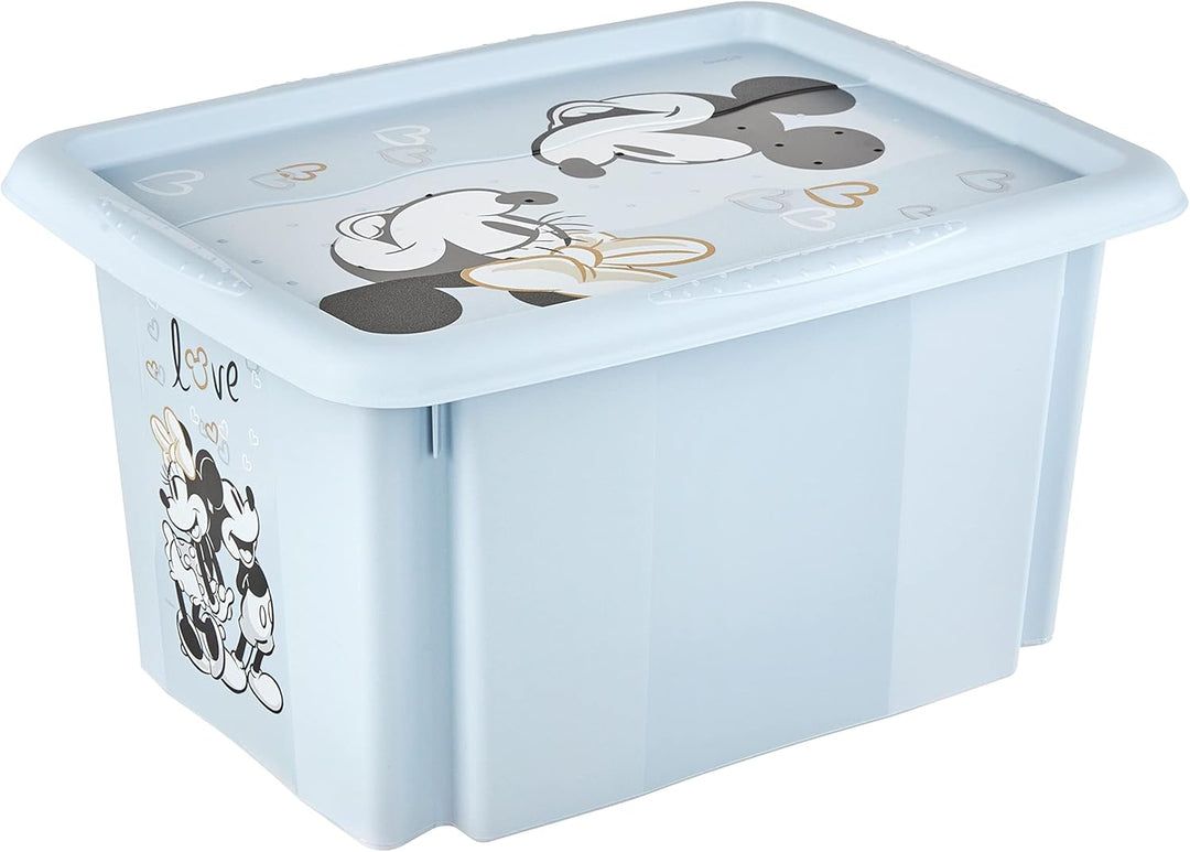 keeeper Micky Maus Aufbewahrungsbox mit Deckel, Dreh- und stapelbar, Für Kinder, 15 l, Karolina, Clo