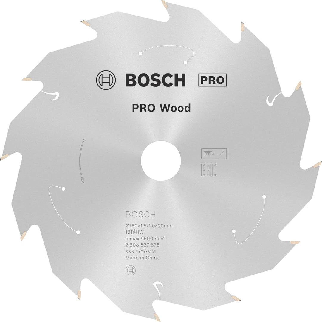 Bosch Professional 1x Kreissägeblatt Standard for Wood (Holz, Sägeblatt Ø 160 x 20 x 1,5 mm, 12 Zähn