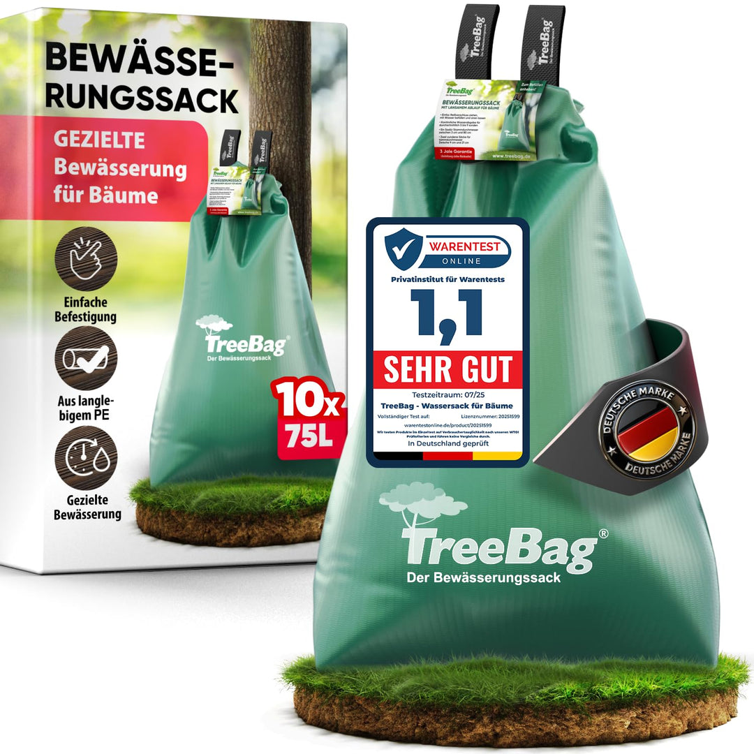 Wassersack für Bäume 10 x 75L – UV-stabiler Baumbewässerungssack aus PE – Effektiver Bewässerungssac