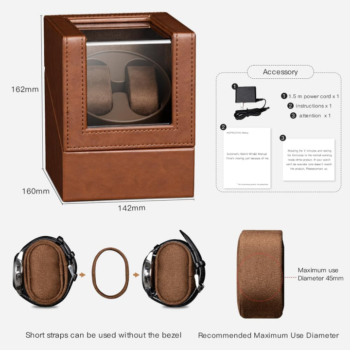 Automatische Uhrenbeweger Box,luxuriöser Uhrenbeweger,Uhrengehäuse mit leisem Mabuchi Motor,Batterie