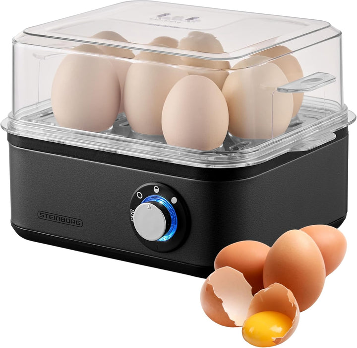 Eierkocher für 1 bis 8 Eier | Warmhaltefunktion | Elektrischer Eierkocher aus Edelstahl 500 Watt | 3