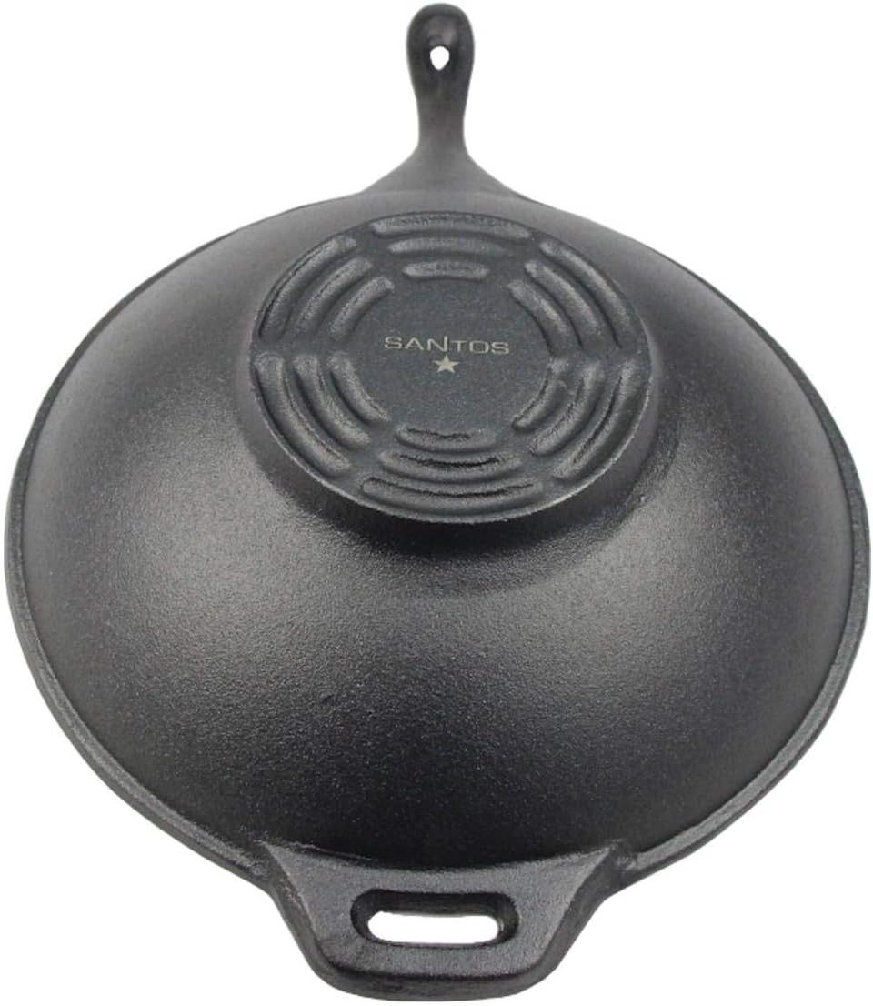 SANTOS Gusseisen Wokpfanne rund - Guss-Wok - ø31,8cm x 48,8cm - Feuertopf - Grilltopf - ideal für La
