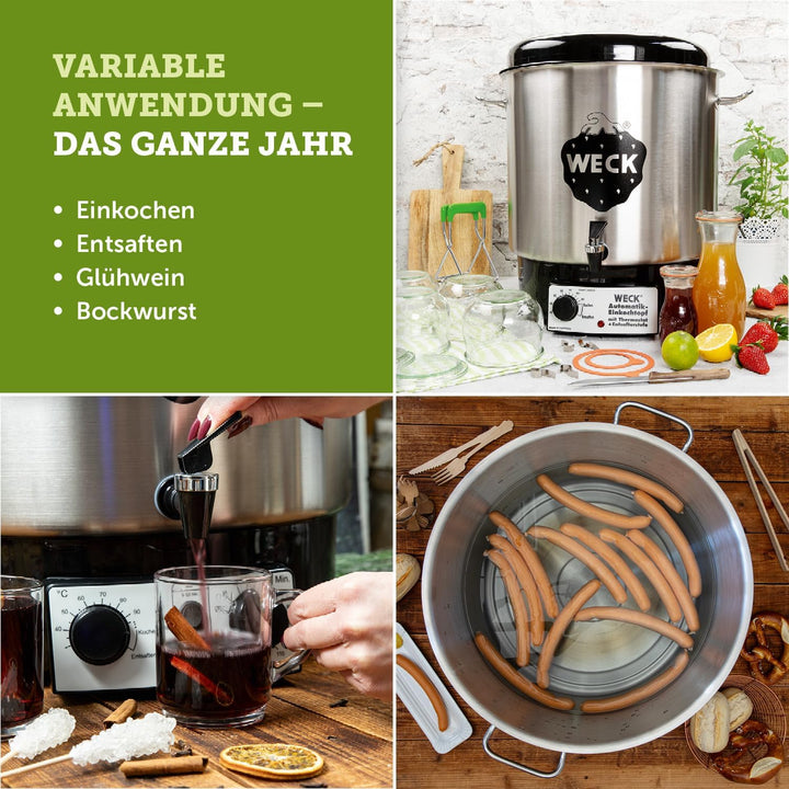 WECK Glühweintopf / Einkochautomat WAT 24A (Einkochtopf aus Edelstahl, 35cm, 30 L, 230V, 1800 W) 683