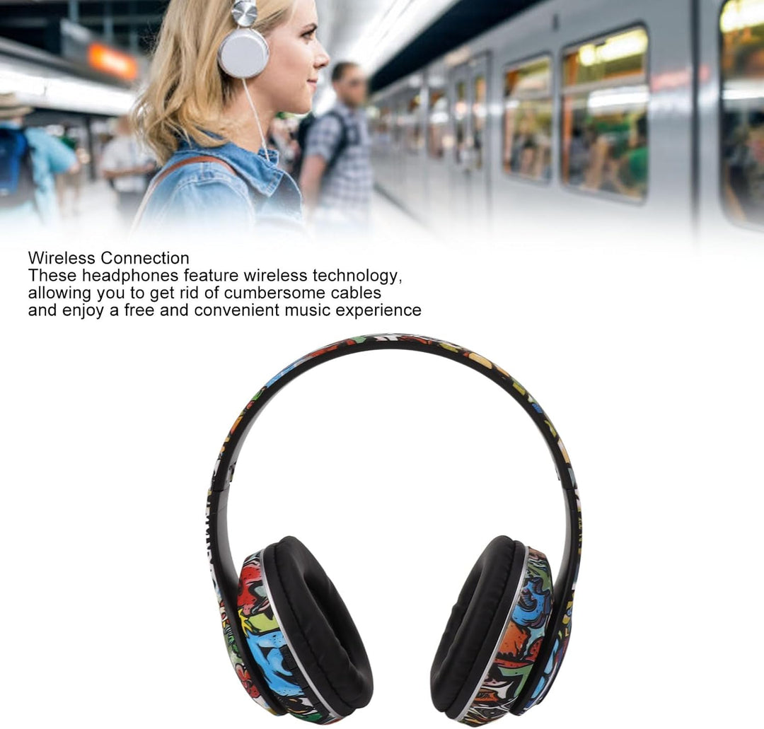Over-Ear-Kopfhörer, Kabelloses, Faltbares, Leichtes Headset, Innovativer Graffiti-Design-Kopfhörer m