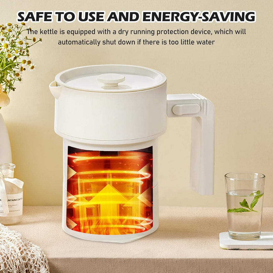 Faltbarer Wasserkocher 600ml, Tragbarer Reisewasserkocher Klein, Wasserkocher Camping mit 9 Temperat