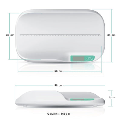 CSL - Babywaage digital - Kinderwaage - Säuglingswaage - Tierwaage - Wiegefläche 56 x 33 cm - 20 g b