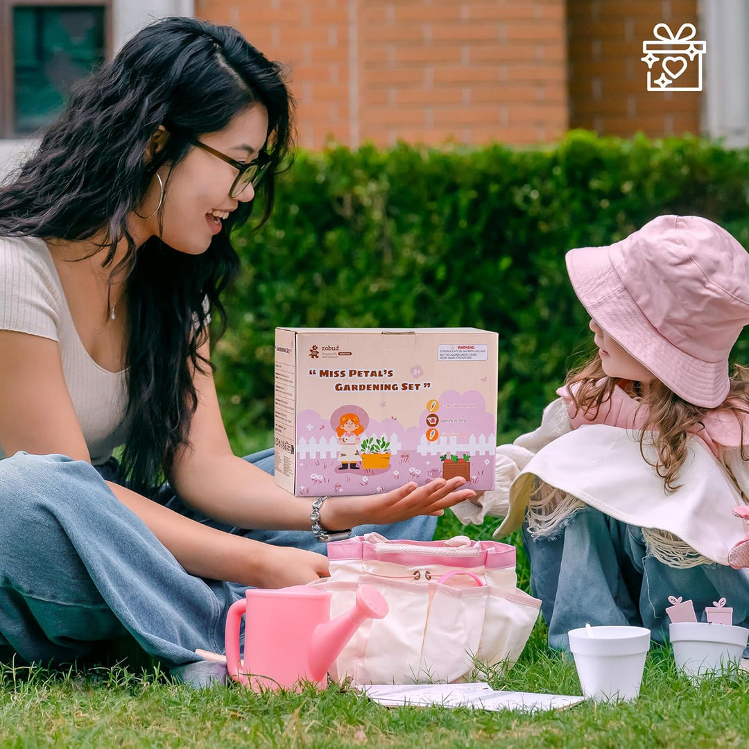 ROBUD Kinder-Gartenwerkzeug-Set, 17-teilig, Kinder-Gartenwerkzeug-Set mit Giesskanne, Gartengabel un