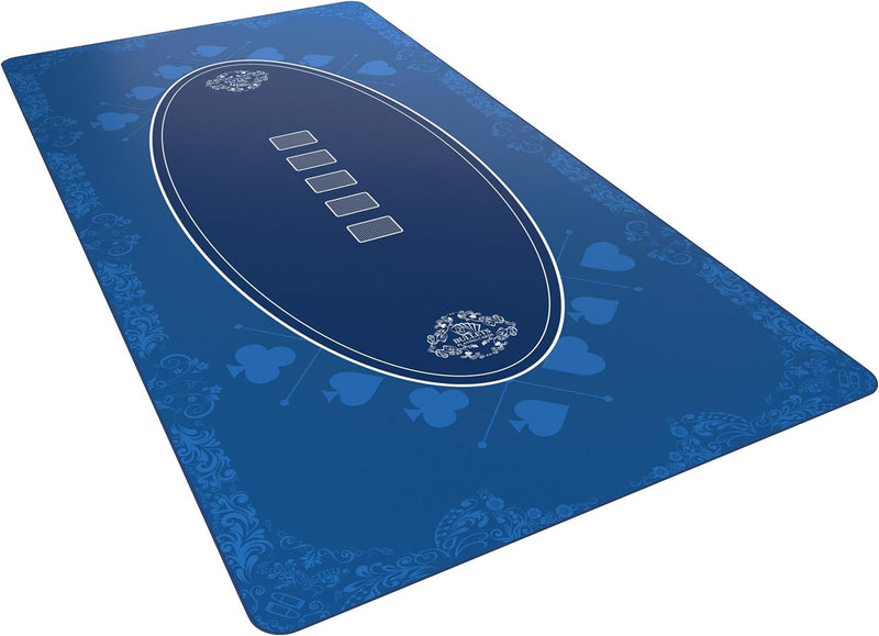 Bullets Playing Cards Designer Pokermatte blau in 200 x 100 cm für den eigenen Pokertisch - XXL Delu
