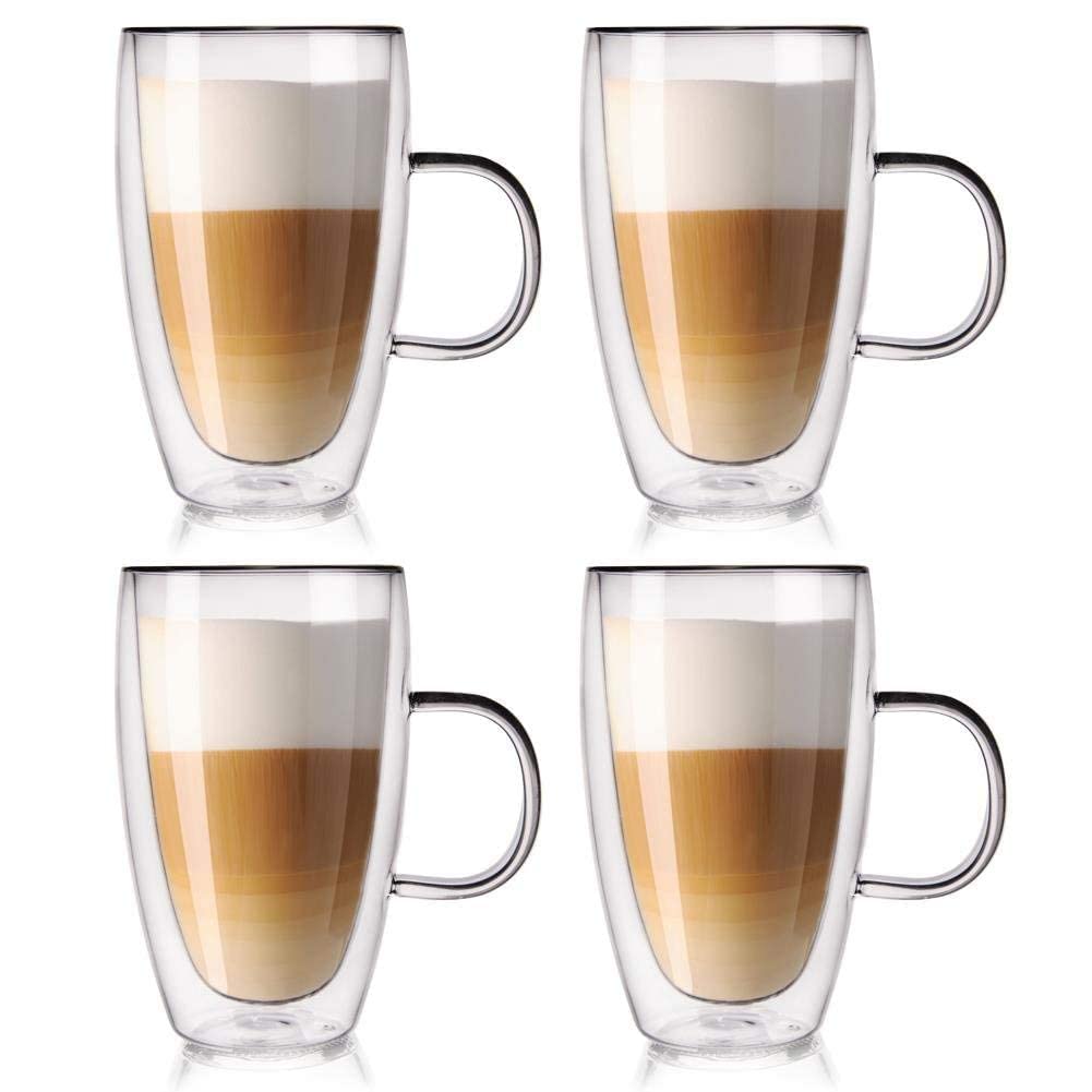 orion group Thermogläser 4 Stück Kaffeegläser Doppelwandig Doppelglas Teeglas Kaffeeglas Doppelwandi