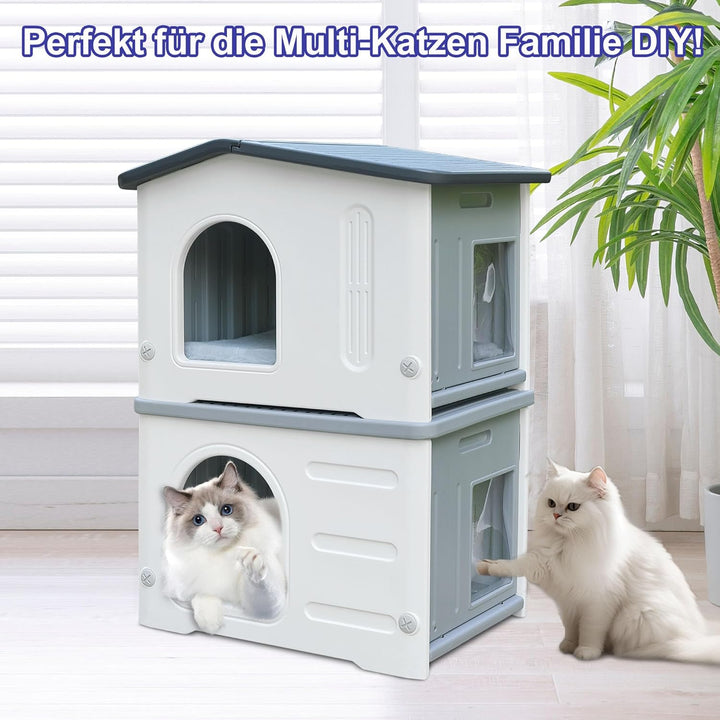 Katzenhäuser für Indoor-Katzen Kunststoff verwildert Outdoor-Katzenhaus Welpenunterkunft für kleine