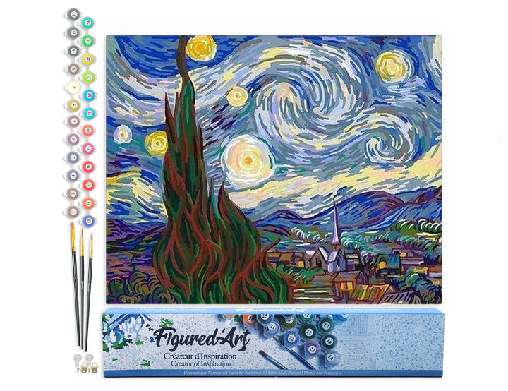 Figured'Art Malen Nach Zahlen Erwachsene Van Gogh Sternennacht - Paint by Numbers Basteln DIY Bastel