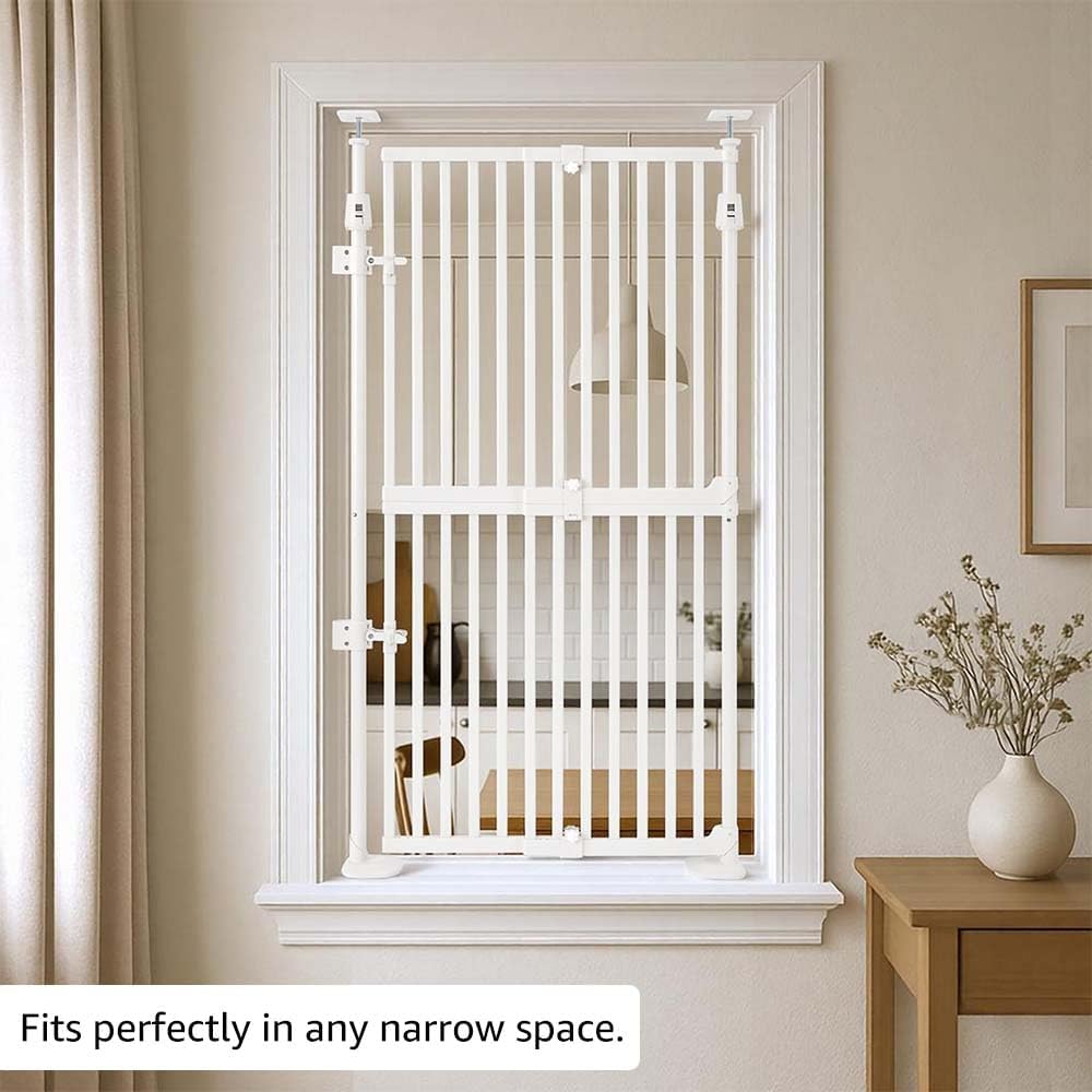 uunipaws Fensterschutzgitter 145 cm extra hoch, ohne Bohren, automatisch schliessend, für Katzen & H