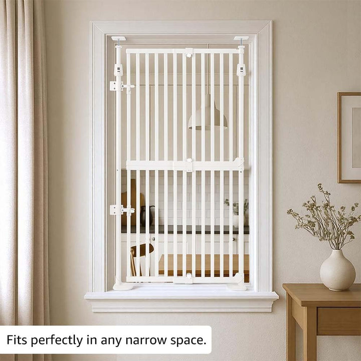 uunipaws Fensterschutzgitter 145 cm extra hoch, ohne Bohren, automatisch schliessend, für Katzen & H