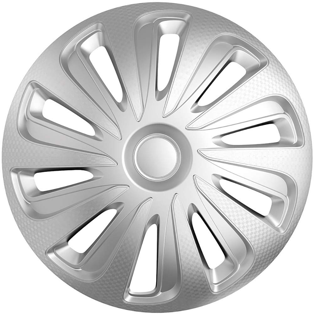 AutoStyle 4er Set Radzierblenden Caliber 14-Zoll Silber Karbon-Look 14-inch Silber Karbon-Optik, 14-