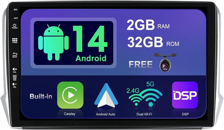 SXAUTO Android 12 IPS Autoradio Passt für Peugeot 208/2008 (2012-2018) - Eingebaut Carplay/Android A